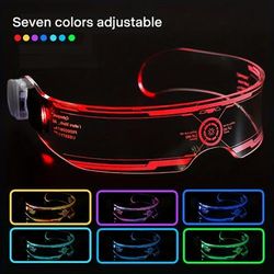 1pc Cool Unique Exquisite Colorful Led Glasses, 7 Colors Adjustable Goggles, Sci-fi Futuristic Decor, Bar Club Rave Party Play Decors Photography Props, Ideal Choice For Gifts