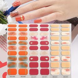 Semi Cured Gel Nail Wraps, Semi-cured Gel Nail Strips-works With Any Nail Lamps, Salon-quality, Long Lasting, Easy To Apply & Remove-includes Nail File & Wooden Stick
