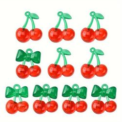 10pcs Transparent Acrylic Cherry Pendant Colorful Fruit Acrylic Charms For Diy Earrings Necklace Small Pendant For Earrings Bracelet Necklace Diy Making