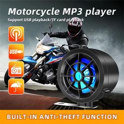 Motorcycle Speakers, Waterproof Wireless Micro Stereo Audio Amp System, Mp3 Usb Tf Fm Radio, With Alarm System Volume Control, Great For Use With Atvs And 12 Volt Vehicles