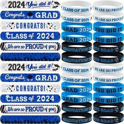 12pcs Graduation Silicone Bracelets Black, White, Blue Silicone Bracelets For Graduation Party Supplies