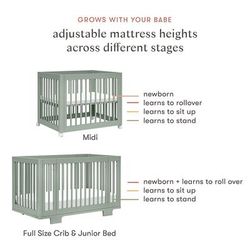 Babyletto Yuzu 8-in-1 Convertible Crib with All-Stages Conversion Kit - Light Sage