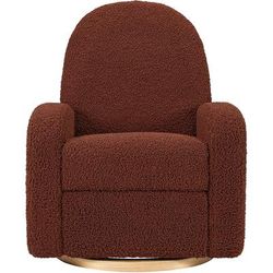 Babyletto Nami Electronic Swivel Glider Recliner w/ USB - Rouge Teddy Loop w/ Light Wood Base