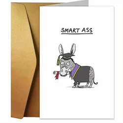 1pc Funny Creative Graduation Greeting Card, Smart Ass Graduation Card, Cartoon Donkey