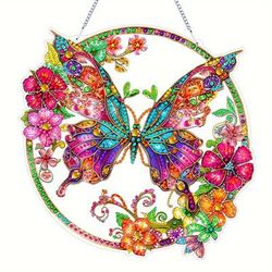 Acrylic Diamond Painting Kit - Animal Themed Butterfly Suncatcher With Irregular Shaped Diamonds, Decorative Acrylic (pmma) Window Hanging Art For Home Decor