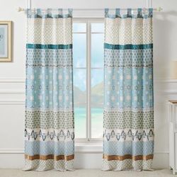 Wide Width Thalia Curtain Panel Pair by Greenland Home Fashions in Blue White (Size 84" W 84" L)