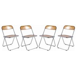 Lawrence Acrylic Folding Chair With Metal Frame, Set of 4 - LeisureMod LF19OR4