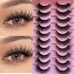 TEMU False Eyelashes, 10 Pairs Fluffy Volume Lashes, Thickened Natural Full Lashes, Fake Eyelashes