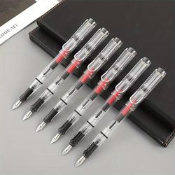 TEMU 6pcs High Quality Parallel Art Font Fountain Pen, Flat Tip Fountain Pen, Gift, Stationery Supplies