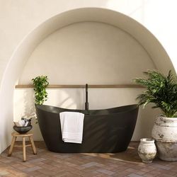 Randolph Morris Philo 59 Inch Matte Black Acrylic Double Slipper Freestanding Tub RMBP06-59-MB-W