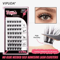 VIPUDA Self-adhesive False Eyelashes Glue-free Individual Lash Extension Kit 2 Seconds to Wear No Glue Needed Mink Eyelashes