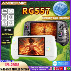 ANBERNIC RG557 Handheld Game Console 5.48'' AMOLED Android14 5500mAH Bluetooth 5.3 PS2 Portable Video Game Player Dimensity 8300