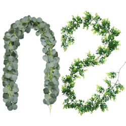 Artificial Silver Eucalyptus Greenery Garland Eucalyptus Leaves Dollar Vines Plant Wall for Wedding Faux Arch Garland Decor