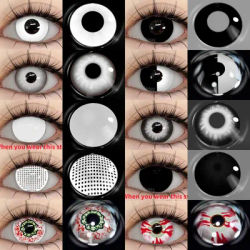 EYESHARE 1Pair Colored Contact Lenses for Eyes White Lenses Cosplay Contact Lenses Crazy Lenses Halloween Eyes Lens Black Lenses