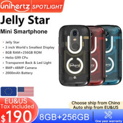 Unihertz Jelly Star Mini Smartphone Android 13 8GB 256GB Led Light Unlocked Transparent Backshell Cellphones 48MP 3 inch Phone