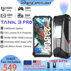 Unihertz Tank 3 Pro 8849 with 100 Lumens 120Hz Projector ,32GB/36GB RAM,512GB ROM,23800mAh 120W Fast Charger,5G,200MP Camera