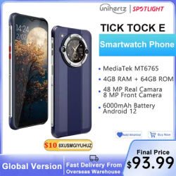 Unihertz Tick Tock E Octa Core Android Smartphone 6000mAh 6.5" Screen 4GB 64GB Mobile Phone 48MP Unlock Fast Charging Phone