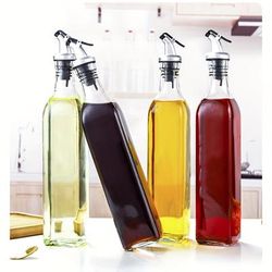 1/4pcs, Oil Bottle, Glass Oil Dispenser Bottle, Leak-proof Oil Pot, Clear Oil Bottle, Seasoning Bottle, Vinegar Bottle, Condiment Container For Kitchen Outdoor Bbq Camping Picnic, Kitchen Suppliese