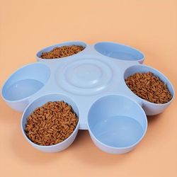 TEMU 1pc 6 In 1 Pet Petal Shaped Cat Bowls, Multi-functional Tilted Dog Feeding And Drinking Bowls, Pet Supplies
