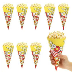 50 Pcs Popcorn Triangle Bag Popcorn Small Cone Bottom Paper Bag Disposable Popcorn Cone Bags Paper Cup Holder Food Containers