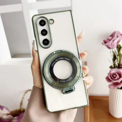 360° Magnetic Ring Holder Kickstand Plating Clear Phone Case for Samsung Galaxy Z Fold 6 5 4 3 Fold6 Fold5 Fold4 Fold3 5G Cover