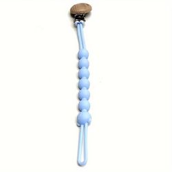 1pc Silicone Integrated Pacifier Chain, Beech Wood Silicone Bearpacifier Holder, Anti-loss And Anti-drop Pacifier Chain