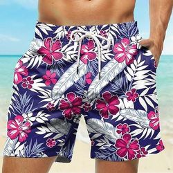 Per uomo Foglia Piante Fiore / Floreale Costumi da bagno Pantaloncini da mare Pantaloncini da Surf Misura del girovita medio Moda Streetwear Designer Casuale Quotidiano Ferie Tasca Coulisse Elastico