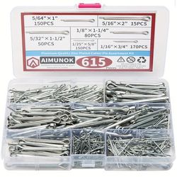 TEMU 615pcs Cotter Pins Assortment Kit - 6 Sizes Clip Key Fasteners For Automotive, Mechanics, Garage, Cars, Trucks, Lawn Mowers, Small Engine Repairs