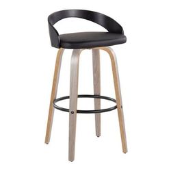 Grotto 30" Fixed-Height Barstool - Set Of 2 by Lumisource in Light Gray Black Black