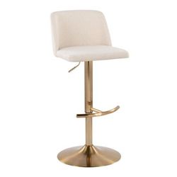 Toriano Adjustable Barstool - Set Of 2 by Lumisource in Cream Noise Gold