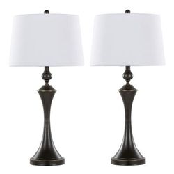 Flint 30.75" Metal Table Lamp With Usb - Set Of 2 by Lumisource in Bronze White