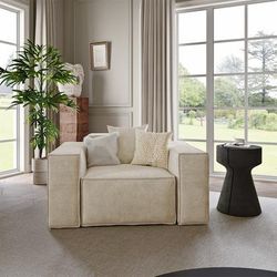 51.96" Minimalist Accent Chair, Deep Modular Sofa, Cat Proof Couch, Anti-scratch and Water-proof, Beige