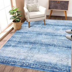 Washable Area Rugs Vintage Floral Distressed Carpet