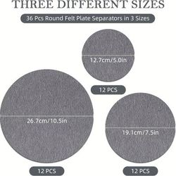 TEMU 36pcs, Felt Mat, Felt Meal Plate Partition Mat, Flat Bottom Pot Plate, Felt Storage Partition, Felt Round Dish Separators Pads Plate Dividers