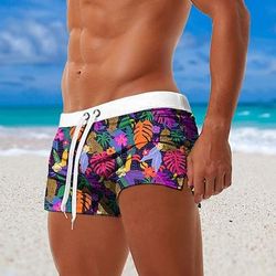 Per uomo Foglia Piante Fiore / Floreale Costumi da bagno Pantaloncini da mare Pantaloncini da Surf Misura del girovita medio Moda Designer Surf Ferie Spiaggia Coulisse Tasca Elastico in vita