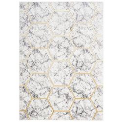 Tappeto salotto crema oro grigio astratto geometrico 120x170