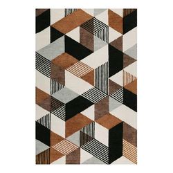 Tappeto fatto a mano a pelo corto colorato marrone grigio 160x230