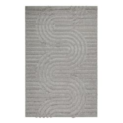 Tappeto interno/esterno a rilievo motivo design grigio 120x170