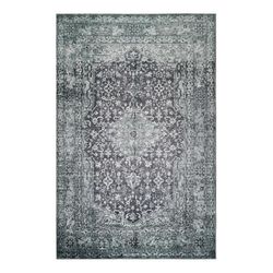 Tappeto piatto vintage classico effetto logoro grigio verde 70x120