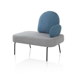 Panca in metallo e tessuto grigio e azzurro