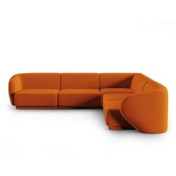 Divano angolare modulare reversibile 6 posti in velluto terracotta