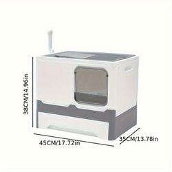 TEMU Cat Litter Box, Self Cleaning Large Cat Pan Drawer Anti-splashing Cat Potty Tray