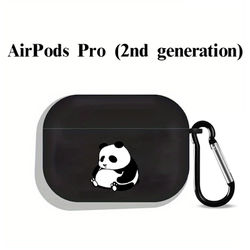 TEMU Black & White Panda Graphic Earphone Case For Airpods1/2/3/pro/pro (2nd Generation), Luxury Silicone Cover Soft Earphone Protective Case Anti-fall Case