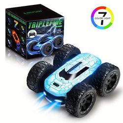 TEMU Remote Control Car For Kids 8-12, 360Â°rotating With 2 Batteries, Double-sided Rc Car Stunt Car Toy, 2.4ghz Remote Control With Led Lights And Headlights