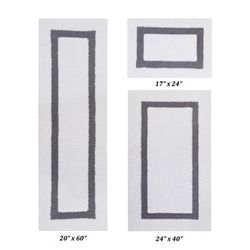 Hotel Collectionis Bath Mat Rug 3 Piece Set (17" x 24" | 24" x 40" | 20" x 60") by Better Trends in White Gray