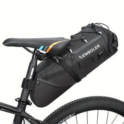 TEMU Newboler Large Capacity Bicycle Bag, Adjustable Strap, Black - Ideal For Long-distance Cycling