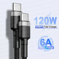 PD 120W Fast Charging Cable Type C to Type C For iPhone 15 Pro Max Xiaomi Oneplus Huawei Charge USB