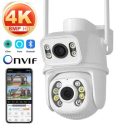 4K 8MP Outdoor Night Vision Dual Screen PTZ Wifi Camera Surveillance IP Camera Human Detection 4MP Security Protection CCTV