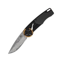 Mantis Gearhead Linerlock Dam CF Folding Knife 3" Damascus steel drop point blade Carbon fiber handle GH2028DP