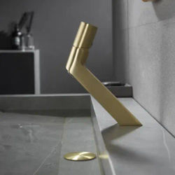 Bathroom Utensils Mixing Faucet Creative Design Brushed Gold Cold And Hot Basin Faucets One Hole Sink Metal Tap Accessories Bath